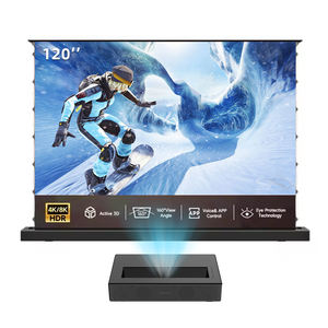 Pantalla de proyector de elevación de suelo ALR de rejilla negra 100 120 150 pulgadas soporte de cine en casa Pantalla de proyector motorizada 4K 8K - Product Image 1