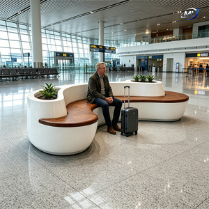 Banc-jardinière en PRV personnalisé avec sièges intégrés pour centre commercial, parc, hôtel, espace public, projet urbain - Product Image 2