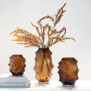 Jarrón de Vidrio con Forma Irregular de Pepino de Mar, Color Verde, con Arrugas, Adornos Decorativos Creativos, Arreglo Floral de Mesa, Florero - Product Image 6