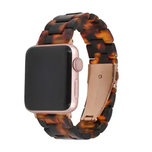 Tali Jam Pengganti Tiga Manik-manik, Konektor Logam Stainless Gesper Keramik Resin Dapat Dilepas untuk Apple Watch Band
