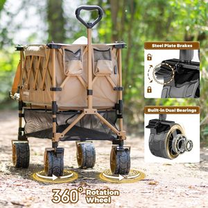 Whitsunday hai tầng bốn bánh xe hạng nặng có thể gập lại Bãi Biển Lớn mọi địa hình bánh xe lớn thể thao ngoài trời kaki - Product Image 4