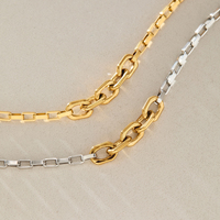 Bracelet chaîne bicolore dégradé J&D en acier inoxydable plaqué or 18 carats PVD, minimaliste et inaltérable pour femme