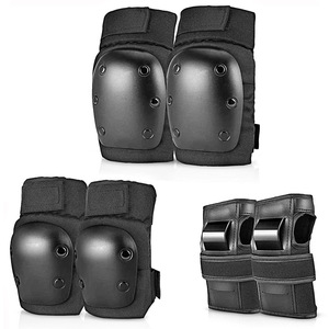 Rodilleras, coderas y protectores de muñeca, color negro, juego de 6 piezas, absorción de impactos, para patinaje sobre ruedas, ciclismo, bicicleta de equilibrio, niños y adultos - Product Image 1