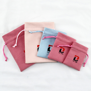 Custom Luxury Microfiber Jewelry Pouch with Drawstring pink Suede Velvet Gift <b>Bag</b> with logo <b>Dust</b> <b>Bag</b> - Product Image 5