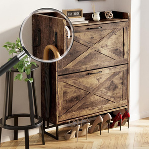 European Style Flip Down <b>Shoe</b> Cabinet Double Layer <b>Space</b> <b>Saving</b> <b>Storage</b> Rack For Living Room Entryway Floor Standing - Product Image 3