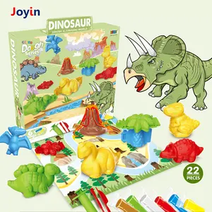 20 Pcs דינוזאור לשחק בצק סט יצירתיות DIY להעמיד פנים צעצוע ערכת עם בצק תבניות לילדים בנים
