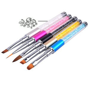 Ensemble de pinceaux pour nail art en poils synthétiques, ronds, plats, avec virole en aluminium, manche en plastique, outil multifonctionnel pour salon de manucure en gel - Product Image 2