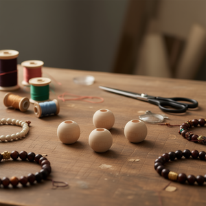 Perline in legno Ilan da 30 mm con foro grande per lavori artigianali e progetti fai da te - Product Image 5