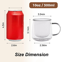 Ensemble de 2 tasses en verre à double paroi isolées avec poignée, tasses en verre transparent pour cappuccino, expresso, thé et boissons chaudes