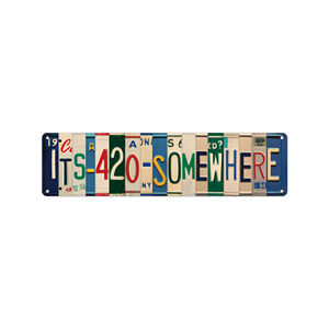 Plaque en métal vintage en aluminium 10x40cm Elm Street, accessoires Stoner 420, pour décoration de chambre grunge, décor de chèvre, peinte, en stock aux États-Unis - Product Image 1