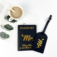 Couverture de passeport de voyage personnalisée avec logo, porte-passeport Mr & Mrs, cadeau de mariage, couverture de passeport en cuir PU