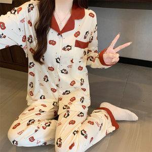 Conjunto <span class=keywords><strong>de</strong></span> Ropa <span class=keywords><strong>de</strong></span> Casa para <span class=keywords><strong>Mujer</strong></span> al por Mayor, <span class=keywords><strong>de</strong></span> Manga Larga y Pantalones Largos, con Estampado <span class=keywords><strong>de</strong></span> <span class=keywords><strong>Pingüino</strong></span> <span class=keywords><strong>de</strong></span> Dibujos Animados, para Otoño - Product Image 5
