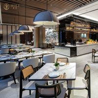 Set Meja dan Kursi Rotan JEILI, Meja Marmer, Set Buffet Mewah, Furnitur Restoran Modern Komersial
