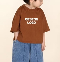 Kaos Anak Oversize Model Drop Shoulder Lengan Kotak Bahan Rajut Print Berat 100% Katun untuk Balita
