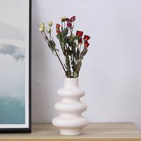 Vase à fleurs blanc en céramique émaillée mouchetée givrée minimaliste à vis circulaire moderne