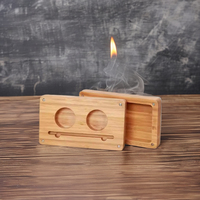 Petite boîte de rangement pour plateau roulant portable en bois de bambou pour décoration de table personnalisée, kit d'accessoires pour fumeurs de cigarettes
