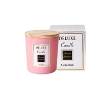 Pot à bougie en verre transparent mat noir unique de style nordique de 10 oz (310 ml) avec couvercles et boîtes en bois