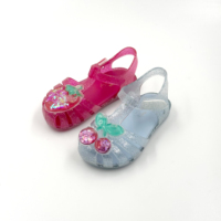 2026 Nieuwe Aanwinst Fruitprint Kinderen PVC Jelly Sandalen Groothandel Roze Glitter Kinderen Romeinse Sandalen Ademend Schoeisel