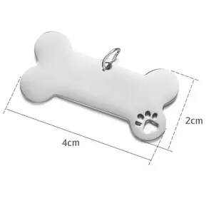 Yiwu Aceon Stainless Steel Cut Pet Jewelry Fashion Collar ID Tag Medium Size Cut Out Hollow Paw Bone Dog Tag