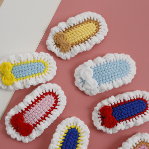 Serie Sweet Princess: Pasadores <span class=keywords><strong>de</strong></span> pelo con lazo tejidos a mano y gorros <span class=keywords><strong>de</strong></span> lana para niñas, productos terminados. - Product Image 4