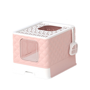 Hooded Plastic Foldable Pet Cat Litter Box Free Scoop Cat Litter Box Intelligent Pet Kitty