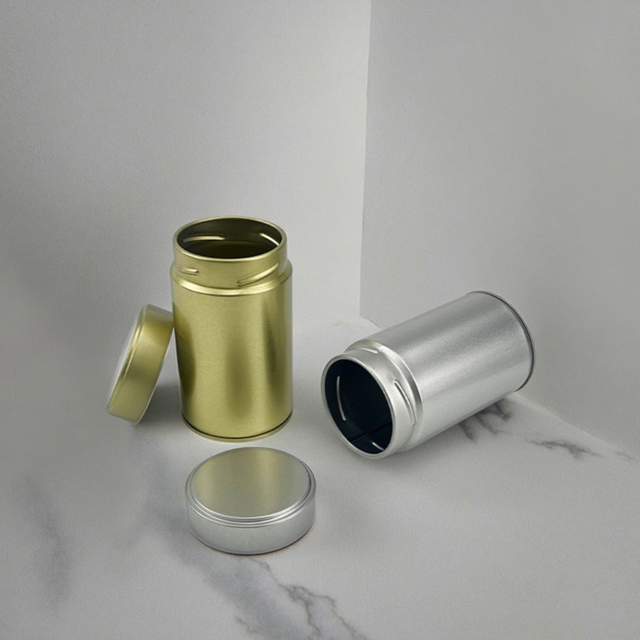 Premium Gold Silver Color Empty Canister Airtight 30G 100G Matcha Tea Storage Can Metal Screw Top Tin