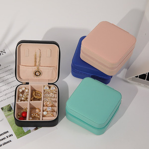 Boîte de rangement pour bijoux EVERWIN personnalisable, mini, portable, en cuir PU, forme carrée, doublure en velours, étui de voyage coloré - Product Image 3