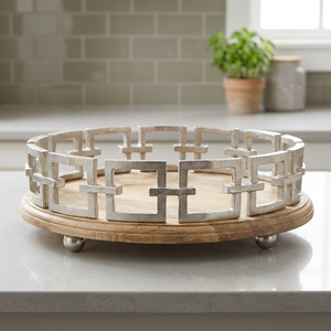 Bandeja de Madera con Diseño Personalizable, Asa de Metal, Impresión de Letras Personalizada, Ecológica, Apta para Microondas y Lavavajillas, Decorativa para el Hogar - Product Image 1