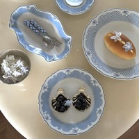 Rustieke boerderijstijl Scandinavische blauwe kant keramiek koffiekopje schotel dessertbord set voor afternoon tea