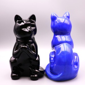 Urnes funéraires personnalisées en céramique écologiques pour cendres de chat, style européen et américain durable, urne commémorative en forme de chat pour chien - Product Image 3