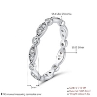 GR56 Bague de mariage vintage en argent sterling 925 avec zirconium cubique Marquise ronde Milgrain empilable pour femme