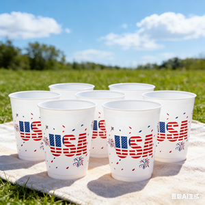 USA Flag 4th July Bbq Tailgate Picnic <b>Reusable</b> 16oz Tumbler Coffee Water Beer Straight Sip Party <b>Cups</b> - Product Image 5