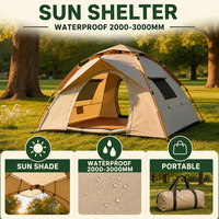 Tente Dôme Grise 1-2 Personnes Instantanée Pop-up Revêtement Argenté 2 Portes Imperméable Camping Extérieur