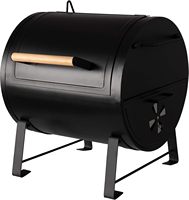 Barbecue au charbon de bois de table robuste avec boîte latérale pour le feu, fumoir portable en forme de baril pour pique-nique