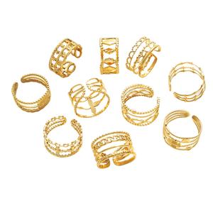 Anillos de Bisutería de Moda, Chapados en Oro de 18k, Acero Inoxidable, Ajustables, para Uso Diario, Accesorios para Fiestas, Joyería para Mujer - Product Image 1