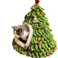 Neues Design Weiches Großhandels-Weihnachtsbaum-Katzenbett Winterwarmes Haustierbett Hundebett Grünes Katzenbett