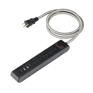 15Amp NEMA 5-15P/5-15R * 4 + USB * 2 + Tipe C dengan Pelindung C dengan Pelindung Multifungsi Ekstensi Power Outlet