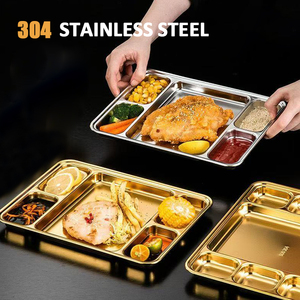 Vajilla Coreana de Acero Inoxidable 304, Rectangular, de Grado Alimenticio, Pulida, Libre de BPA, Apta para Microondas, Plato para Ensalada, Postre, <span class=keywords><strong>Sushi</strong></span> - Product Image 3