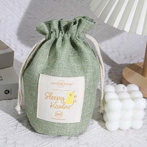 Pochette en <span class=keywords><strong>jute</strong></span> réutilisable à fond rond pour bougies, avec logo personnalisé imprimé, emballage cadeau pour bougies, pochette en <span class=keywords><strong>toile</strong></span> <span class=keywords><strong>de</strong></span> <span class=keywords><strong>jute</strong></span> avec cordon <span class=keywords><strong>de</strong></span> serrage - Product Image 1