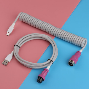 Cable de teclado mecánico en espiral tipo C USB C gx16 Cable de aviador para teclado de juegos de doble manga - Product Image 2