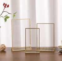 Soporte de exhibición de tamaño personalizado A4 A5 A6, soporte de menú, soporte de letrero acrílico con borde dorado, soportes para números de mesa de boda