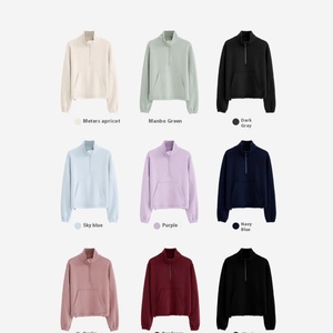 Nouveau Sweat-shirt Femme Hiver 2025 Printemps Demi-Zip Modal Délavé Effet Air Layer Tricoté Col Montant Polyvalent - Product Image 5