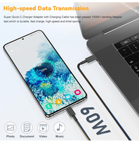 Grosir kabel pengisian daya Usb Data Tipe C ke Tipe C, pengisian daya Cepat berlapis nikel 1m 1.5m 2m untuk ponsel