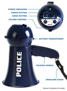ยูนิเซ็กซ์เด็กโทรโข่งเล่นแบบใช้มือถือไมค์พลาสติกพร้อมเสียงไซเรนสำหรับเด็กชุดคอสตูมของเล่นของตำรวจ - Product Image 2