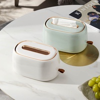 Boîte à mouchoirs de luxe en cuir avec bordure dorée, anti-poussière, double usage (sur table ou murale), grande capacité pour salle de bain et salon