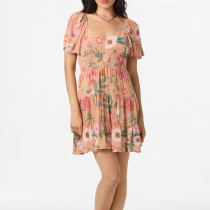 Layken Camella Casia; Vestido Corto Con Estampado De Flores Transpirable Ecológico Poliéster/Algodón Casual Verano - Product Image 1