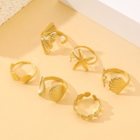 Bague en acier inoxydable plaqué or 18 carats pour femme, motif coquillage de plage, étanche, étoile de mer, bijoux en gros