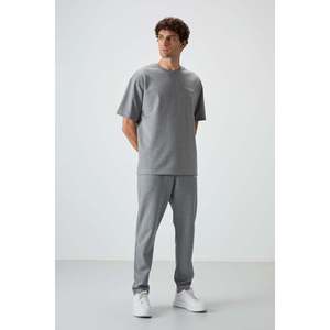 Conjunto Deportivo para Hombre en Algodón Gris Melange, Grueso, Suave, Texturizado, Corte Holgado, Bordado - 85252 - Gb melange/gb melange - Product Image 4