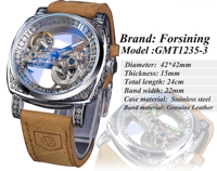 Montre mécanique automatique rétro carrée transparente Forsining 2026 pour homme, argentée, lumineuse, à remontage automatique, design squelette, avec bracelet