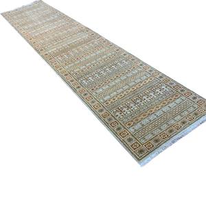 Hand Knotted Wool Silk Hallway Entryway <b>Hall</b> Wool <b>Runner</b> Rug TRO-0112 Traditional Handmade Border Pattern Premium <b>Carpet</b> - Product Image 3